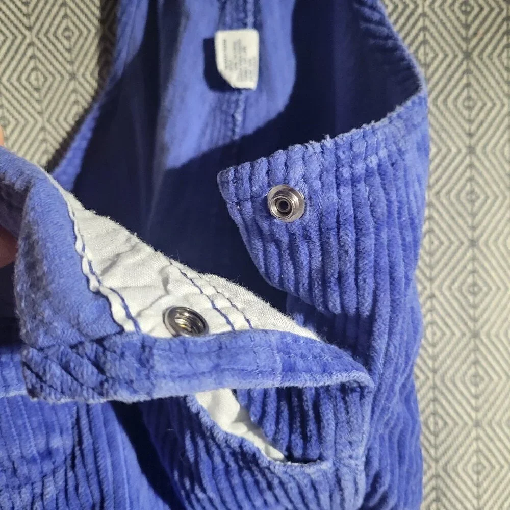 Baby Gap Vintage Unisex Blue Corduroy Overalls With Snaps Size 6-12M